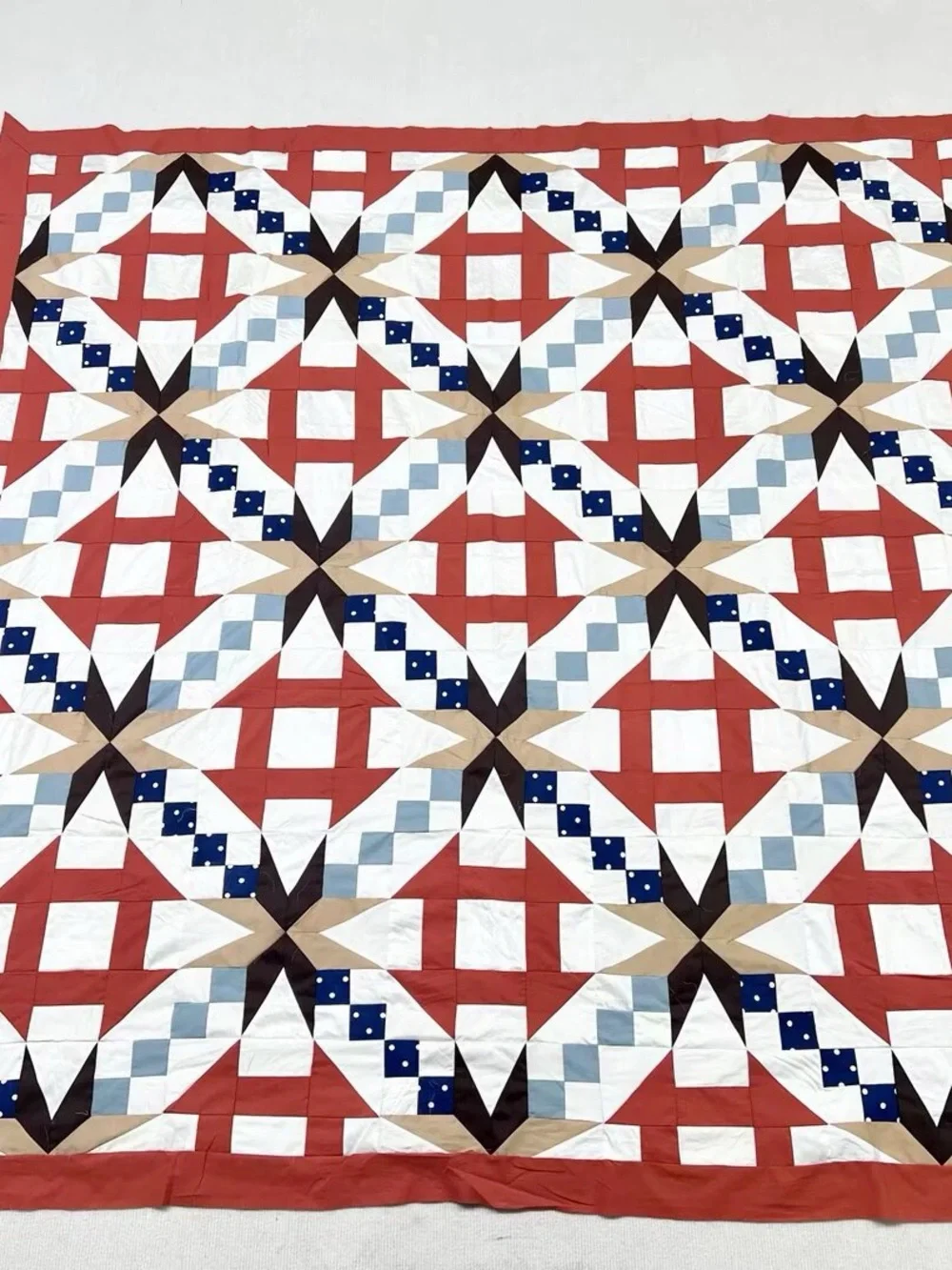 Handmade Star Tiles Patchwork Queen size Cotton Quilt Top/Topper
